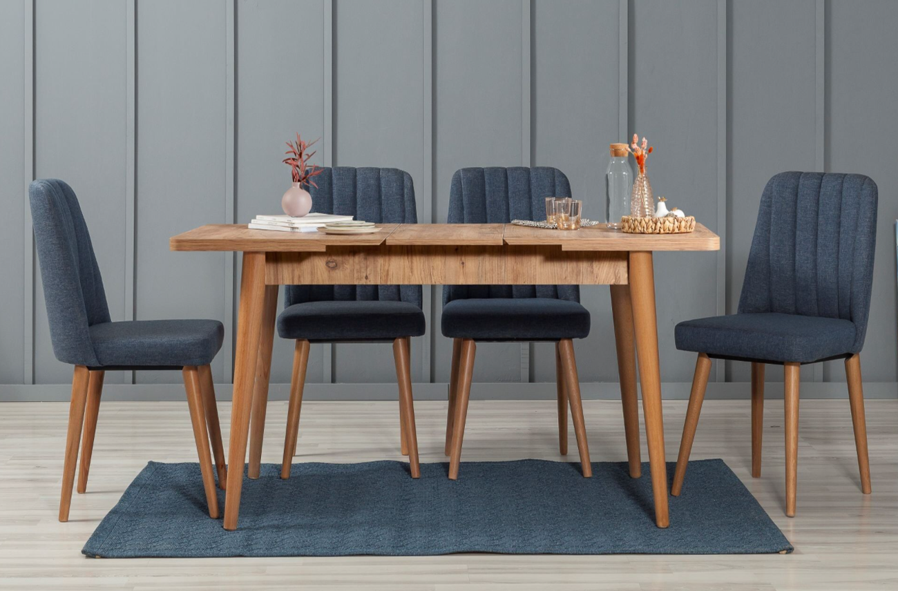 Sembol Medium Masa Takımı Ceviz Lacivert