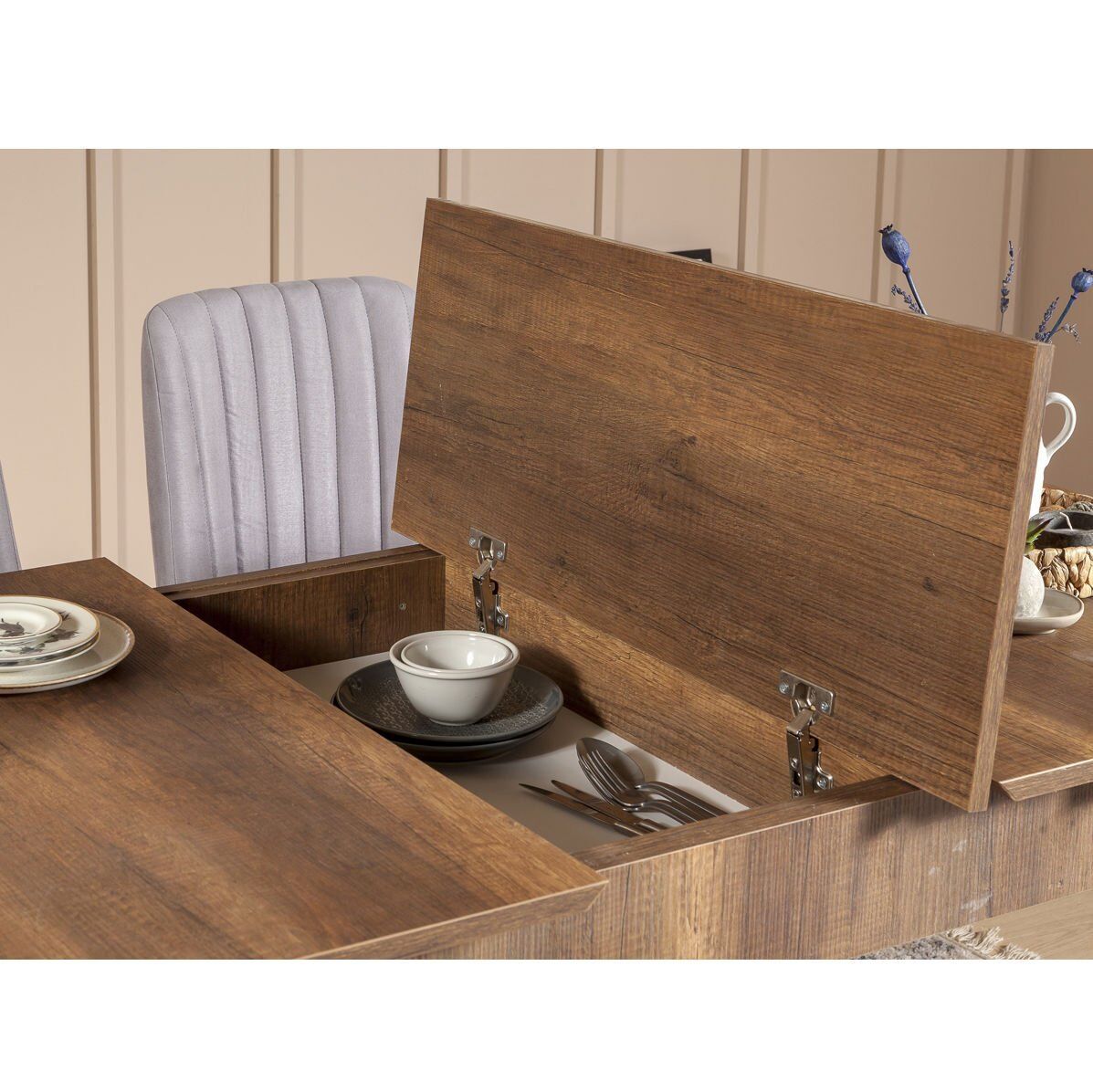 Sembol Medium Masa Takımı Ceviz Soho Gri