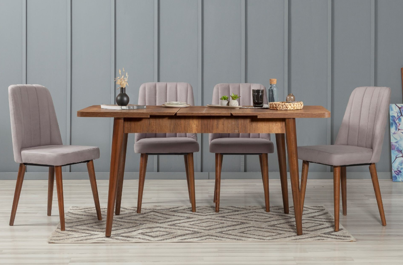 Sembol Medium Masa Takımı Ceviz Soho Gri