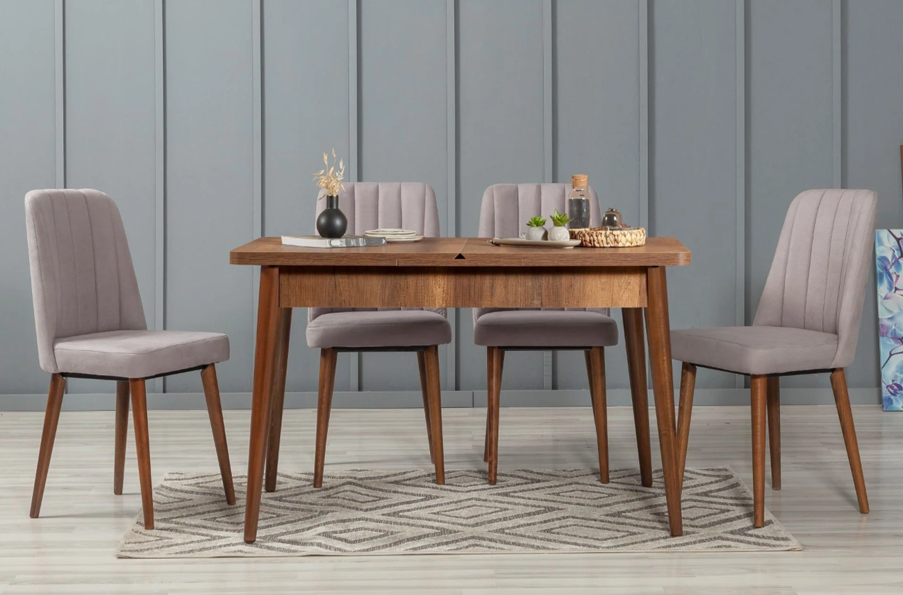 Sembol Medium Masa Takımı Ceviz Soho Gri