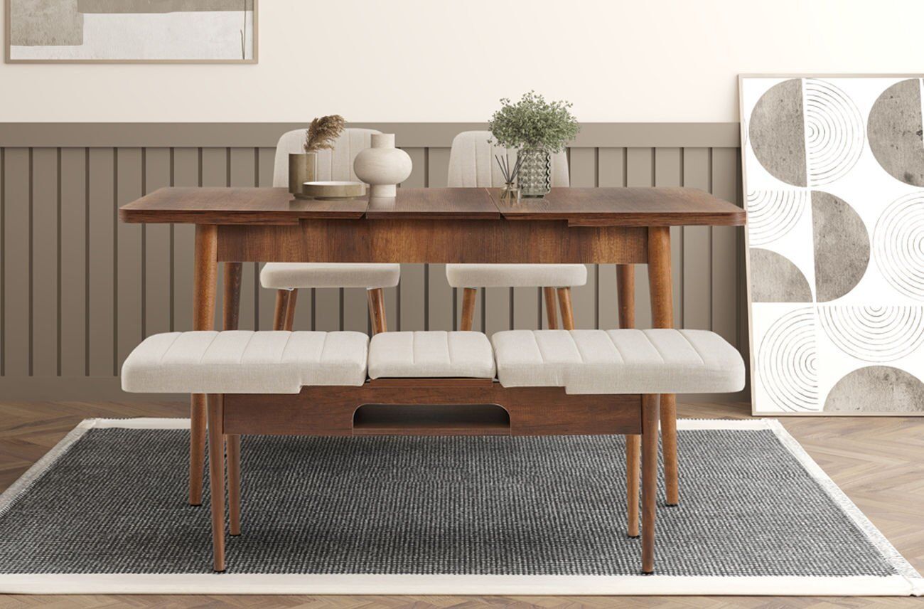 Sembol Mini Masa Takımı Ceviz Krem