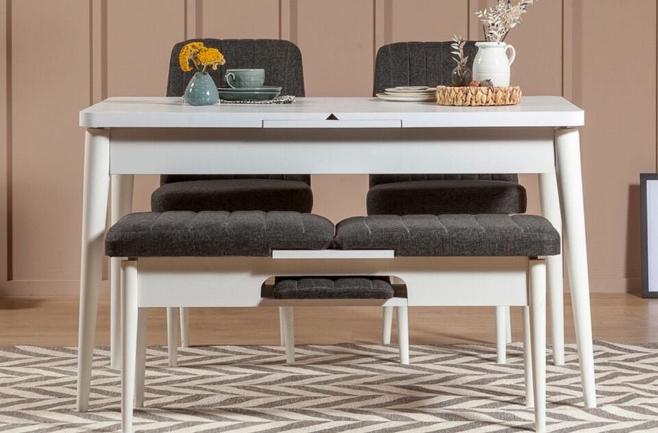 Sembol Mini Masa Takımı Beyaz Antrasit