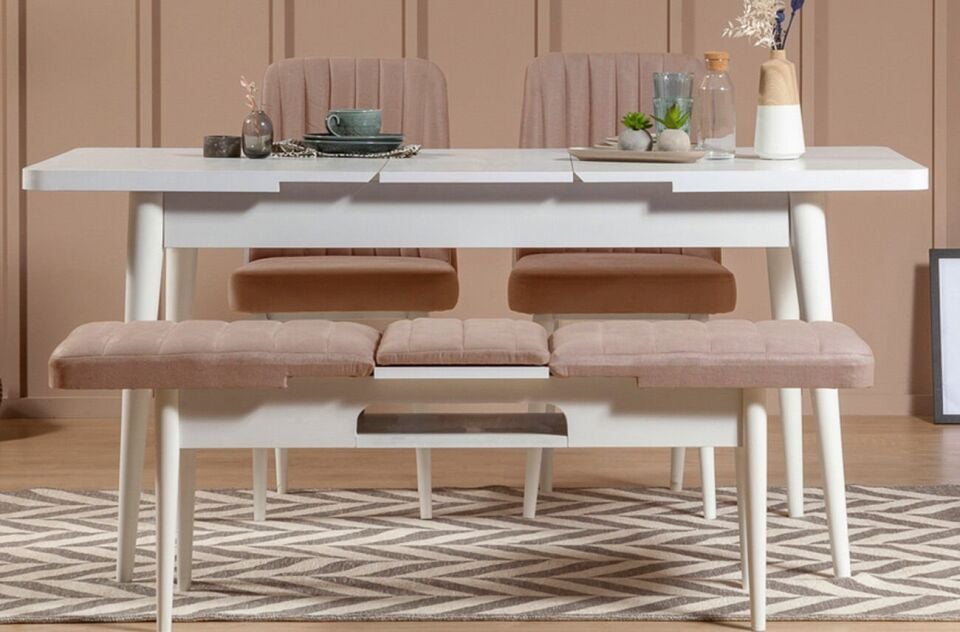 Sembol Mini Masa Takımı Beyaz Taş