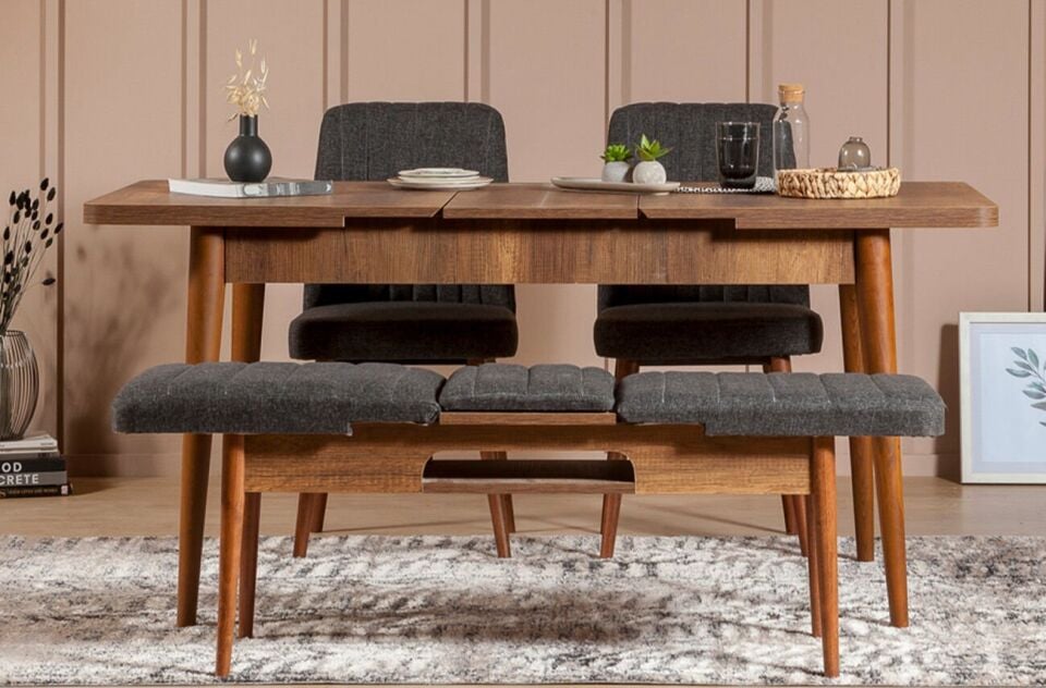 Sembol Mini Masa Takımı Ceviz Antrasit