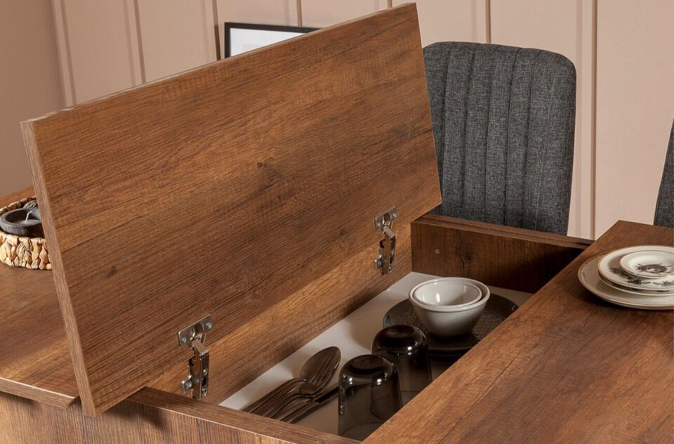 Sembol Mini Masa Takımı Ceviz Antrasit