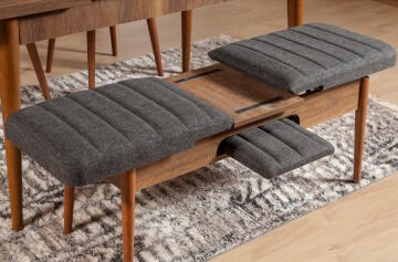 Sembol Mini Masa Takımı Ceviz Antrasit