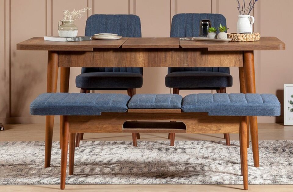 Sembol Mini Masa Takımı Ceviz Lacivert