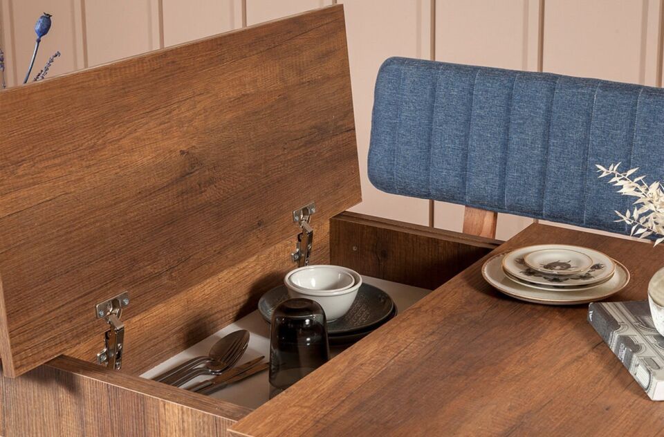 Sembol Mini Masa Takımı Ceviz Lacivert