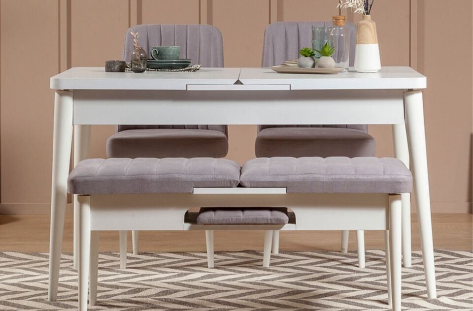 Sembol Mini Masa Takımı Beyaz Soho Gri