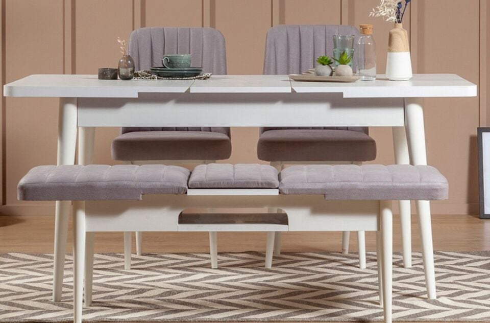 Sembol Mini Masa Takımı Beyaz Soho Gri