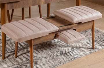 Sembol Mini Masa Takımı Ceviz Taş