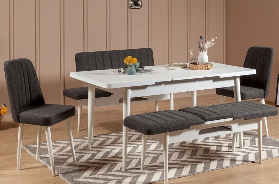 Sembol Extra Masa Takımı Beyaz Antrasit