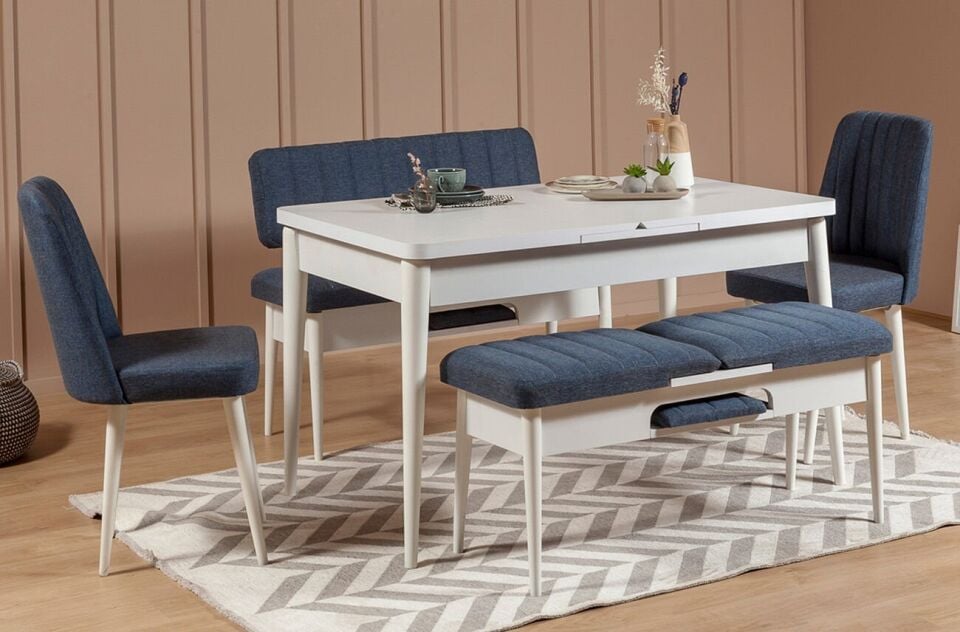 Sembol Extra Masa Takımı Beyaz Lacivert