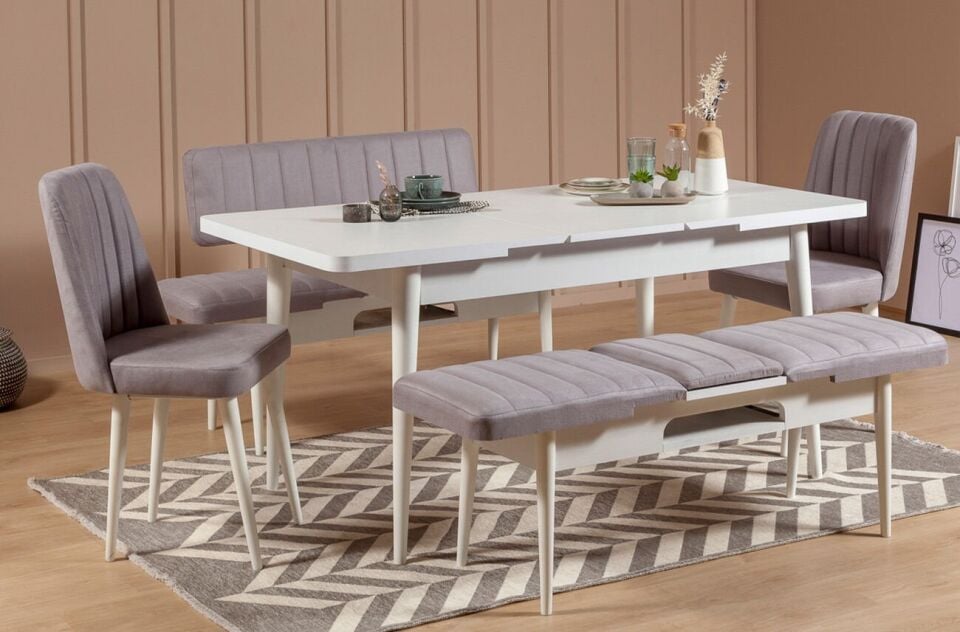 Sembol Extra Masa Takımı Beyaz Soho Gri