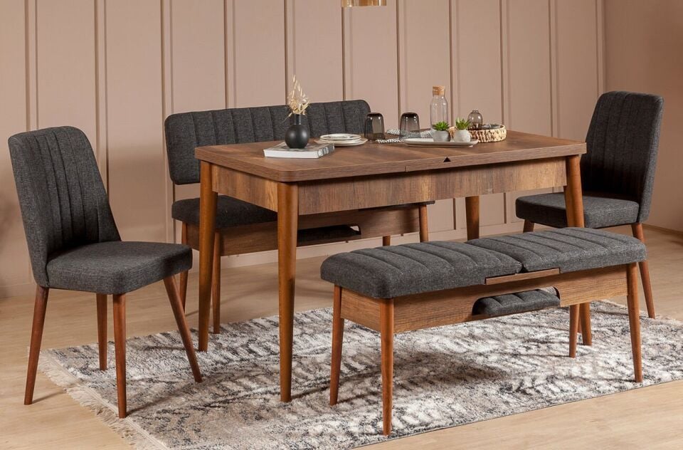 Sembol Extra Masa Takımı Ceviz Antrasit