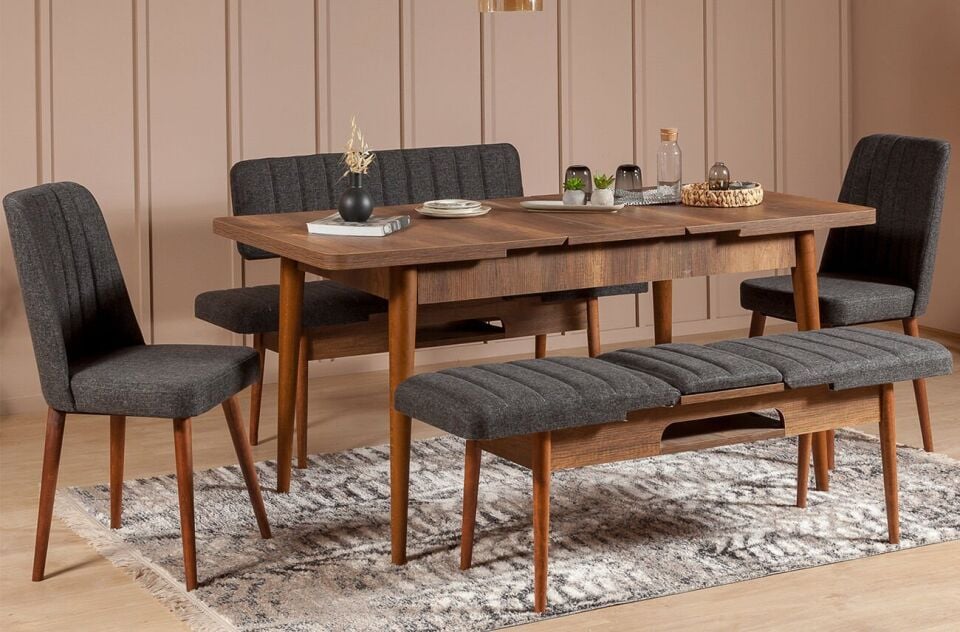 Sembol Extra Masa Takımı Ceviz Antrasit