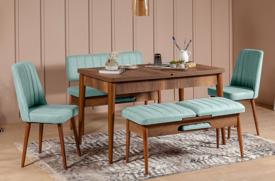 Sembol Extra Masa Takımı Ceviz Fıstık Yeşili