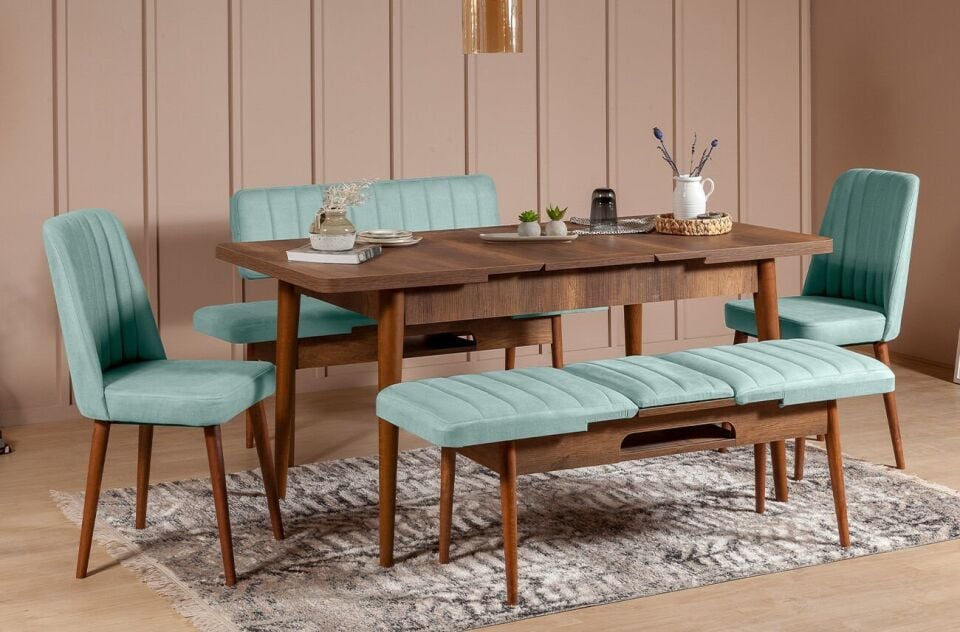 Sembol Extra Masa Takımı Ceviz Fıstık Yeşili