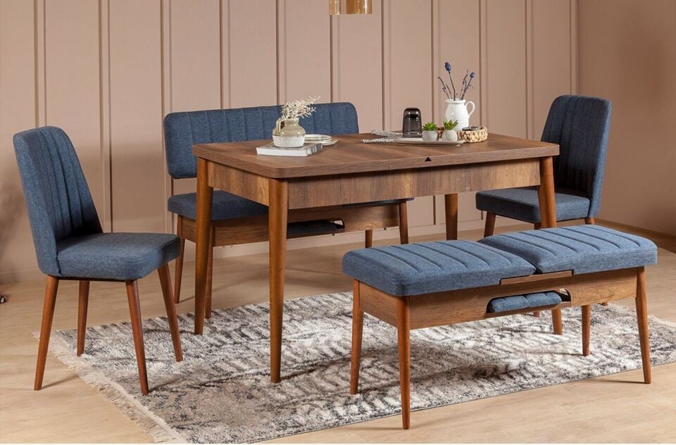 Sembol Extra Masa Takımı Ceviz Lacivert