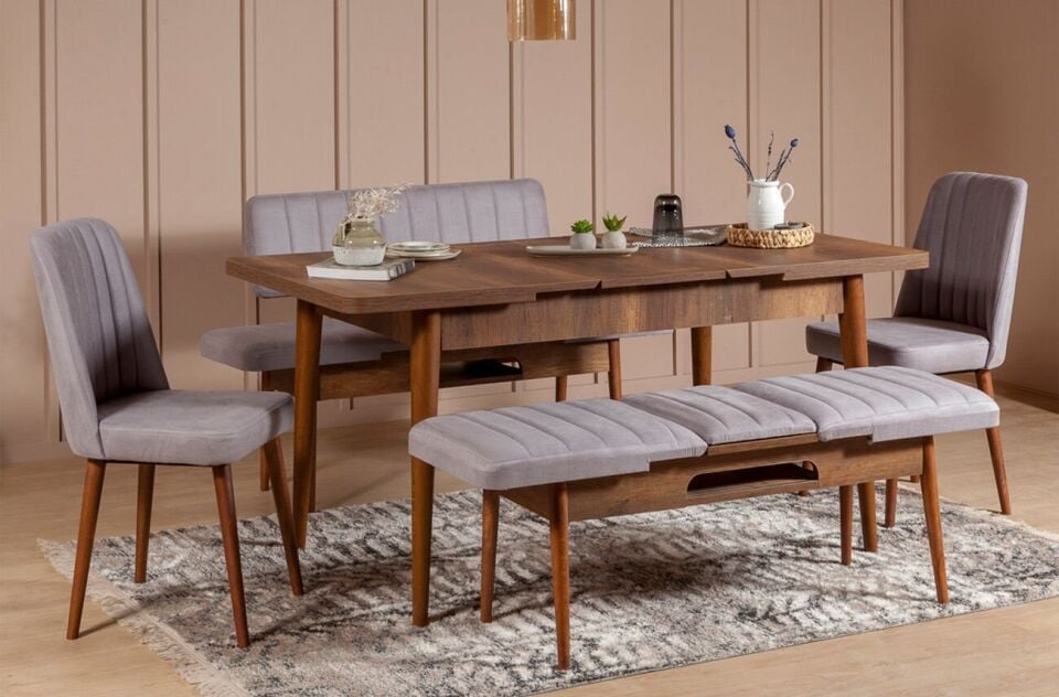 Sembol Extra Masa Takımı Ceviz Soho Gri