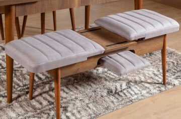 Sembol Extra Masa Takımı Ceviz Soho Gri