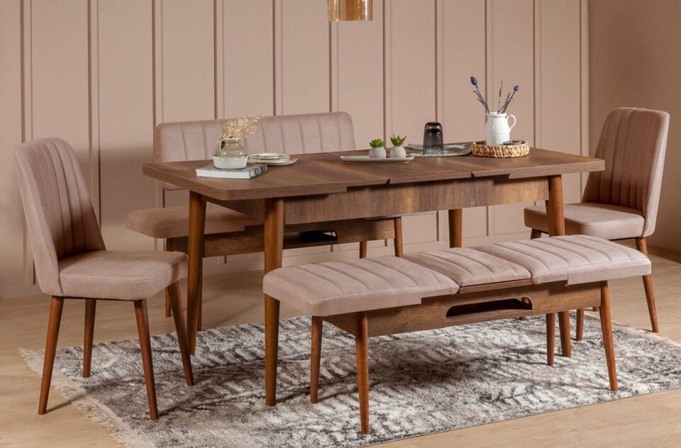 Sembol Extra Masa Takımı Ceviz Taş