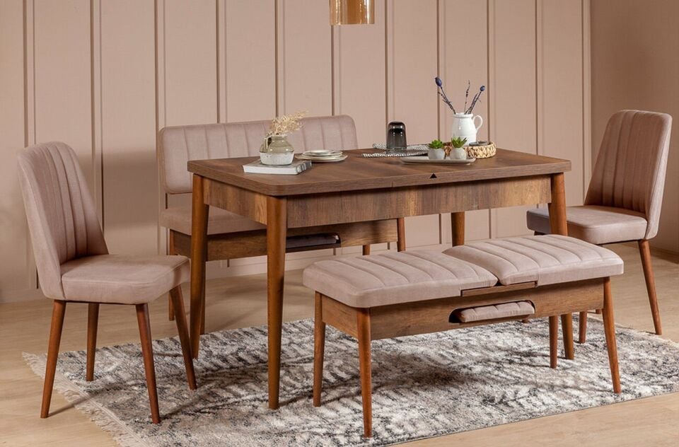 Sembol Extra Masa Takımı Ceviz Taş