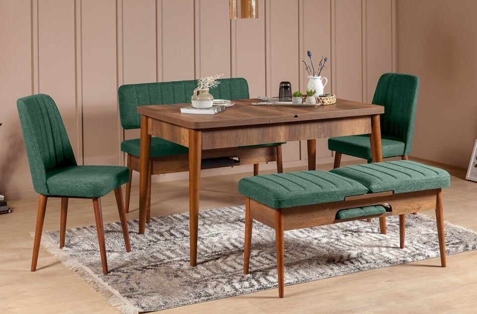 Sembol Extra Masa Takımı Ceviz Yeşil