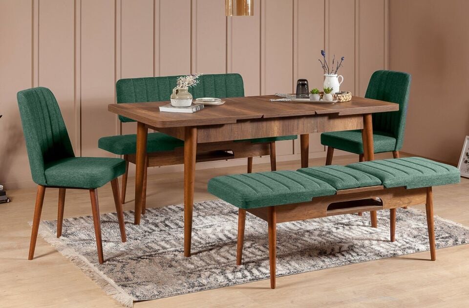 Sembol Extra Masa Takımı Ceviz Yeşil