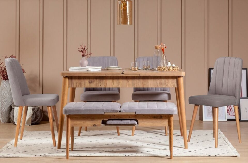 Sembol Large Masa Takımı Atlantik Soho Gri