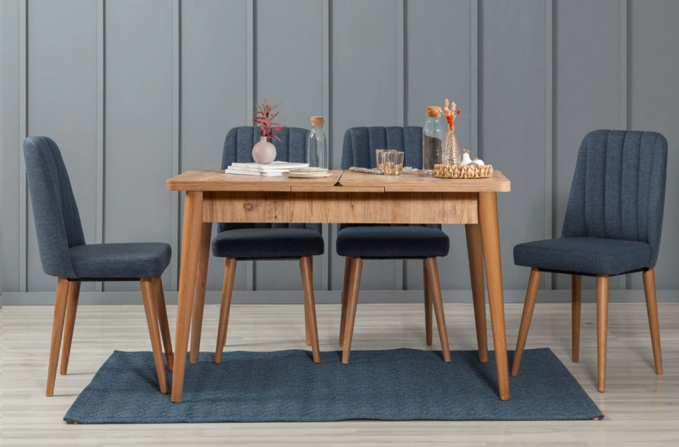 Sembol Medium Masa Takımı Ceviz Lacivert