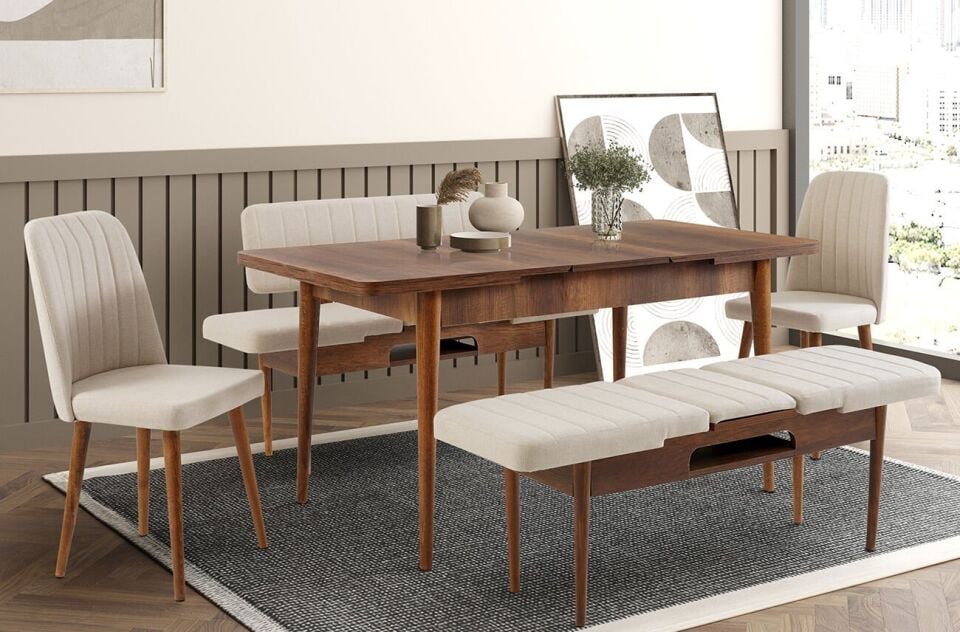 Sembol Extra Masa Takımı Ceviz Krem