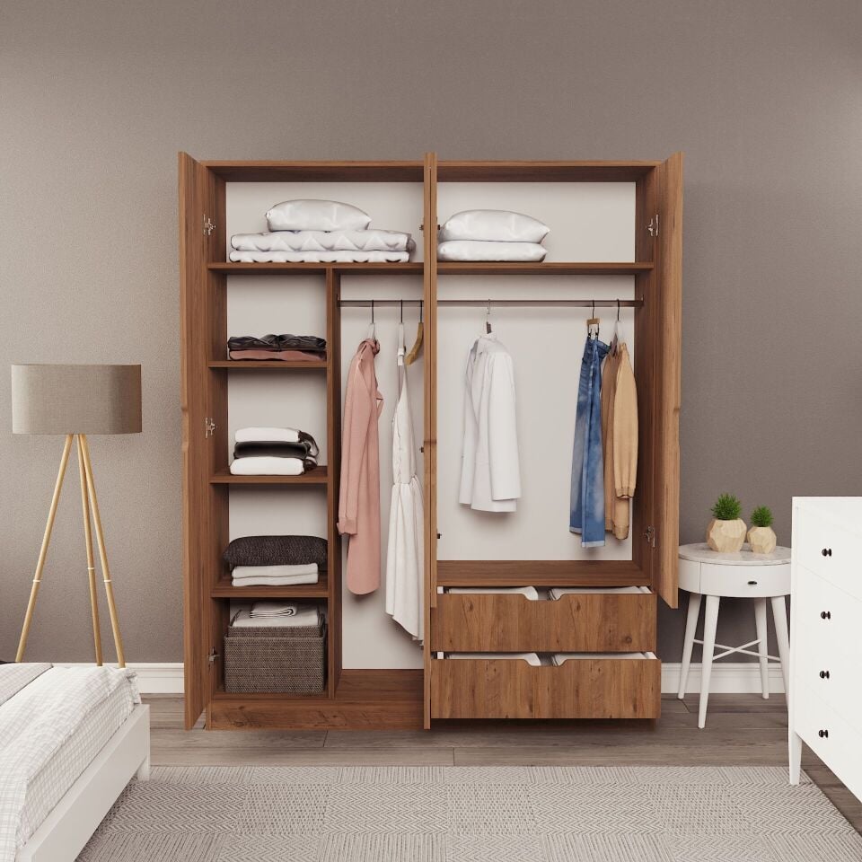 Lina 4 Kapak 2 Çekmeceli Gardırop Atlantik-Atlantik