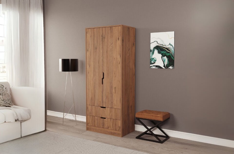 Lina 2 Kapak 2 Çekmeceli Gardırop Atlantik-Atlantik